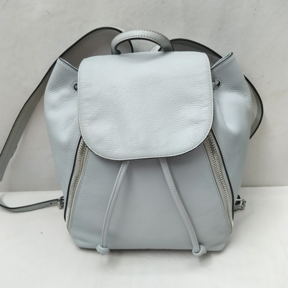 Rebecca Minkoff Sky Blue Pebbled Leather Zipper Drawstring Top Handle Backpack main image 13